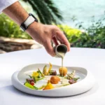 Une création du chef triplement étoilé Dimitri Droisneau